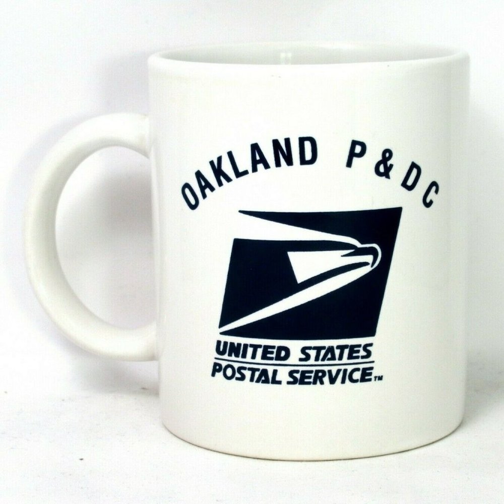 Vintage Logo USPS Employee Mail Man Oakland P&DC Postal Service White Mug 12oz